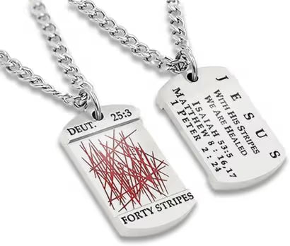 Men's Necklace- 40 Stripes Shield, 24" Chain
