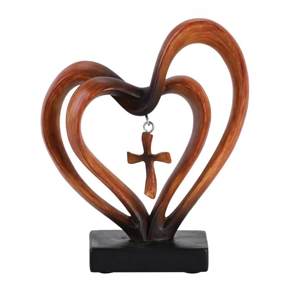 Tabletop Entwined Heart Cross 4.5
