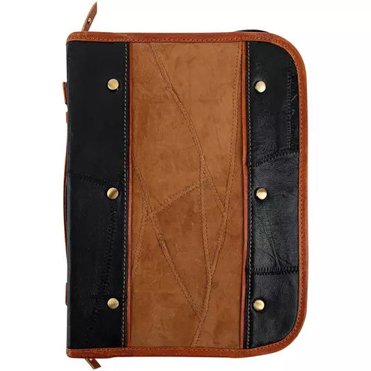 Bible Cover, Black & Brown Leather Medium