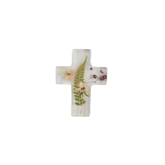 Dried Flower And Fern Resin Cross