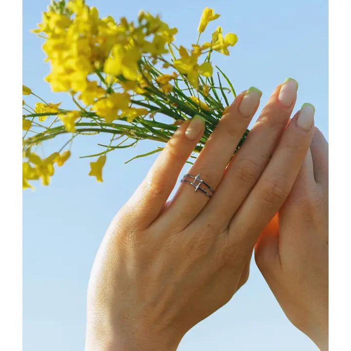 Women's Cross Ring – Double Cross Silver Ring