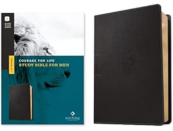 NLT Courage For Life Study Bible For Men, Filament-Enabled-Onyx Lion LeatherLike