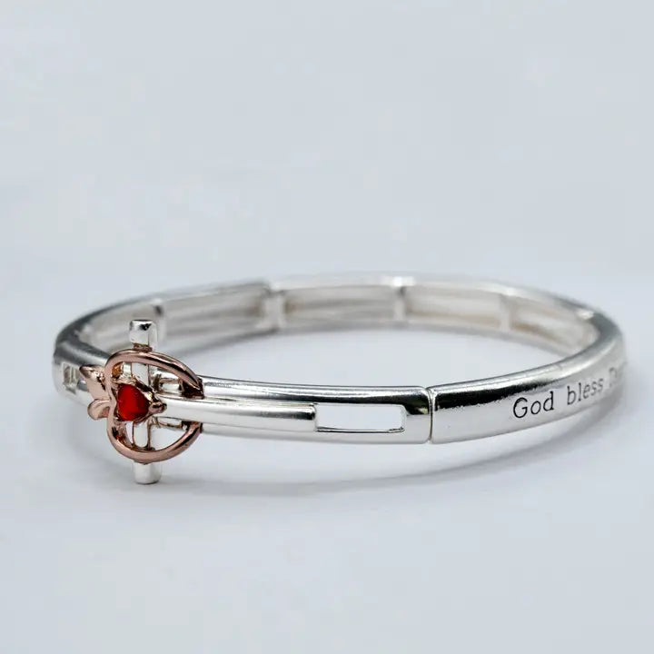 God Bless Teachers Inspirational Stretch Bracelet