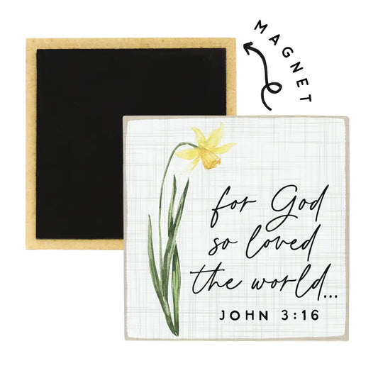 God So Loved Flower - Square Magnets