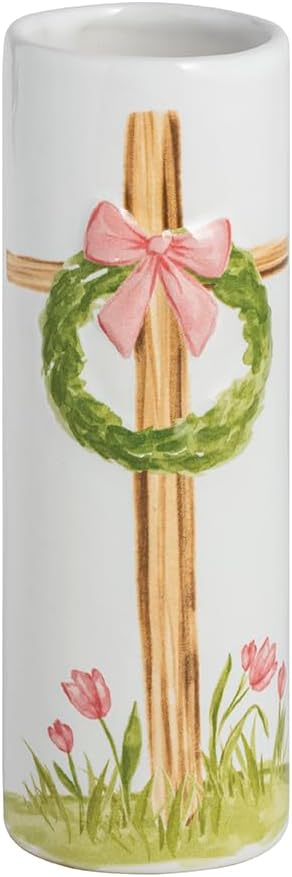 Easter Pink Bow Cross Bud Vase