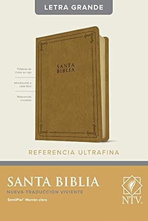 Santa Biblia NTV, Edición de referencia ultrafina, letra grande (SentiPiel, Marrón claro, Letra Roja) (Spanish Edition)