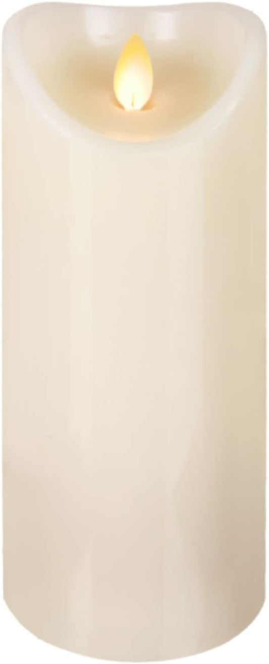 LED Flameless Wax Pillar Candle Ivory with Built in Timer (3"x8")