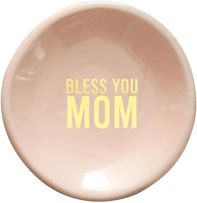 Ring Dish & Earrings-Bless You Mom-Bless You Mom-Bars/Pink