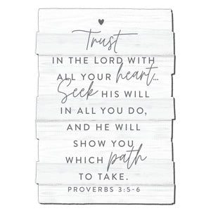 Trust Whitewashed Stacked Pallet MDF 29.1" x 20" Hanging Sign