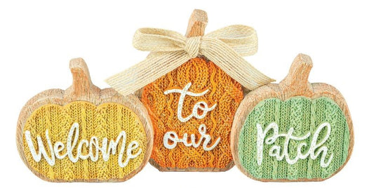 Welcome Thankful Faux Knit Pumpkins