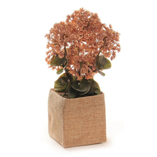 Rust Flowers Burlap Pot