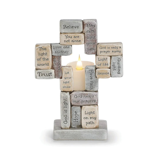 Crossword Cross with Candle Holder