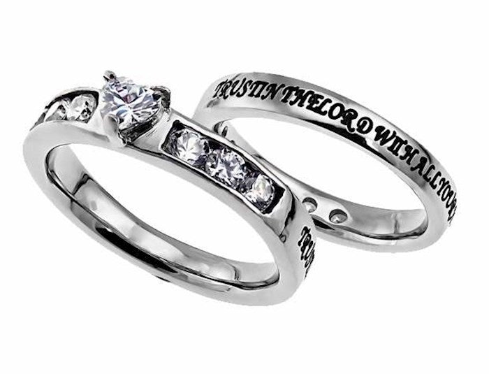 Women's Ring-Princess Solitaire (Heart)-Trust