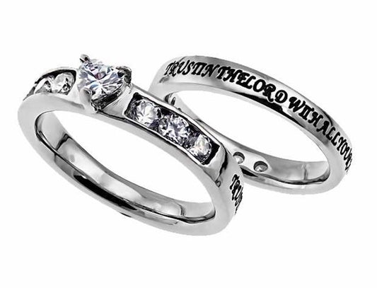 Women's Ring-Princess Solitaire (Heart)-Trust