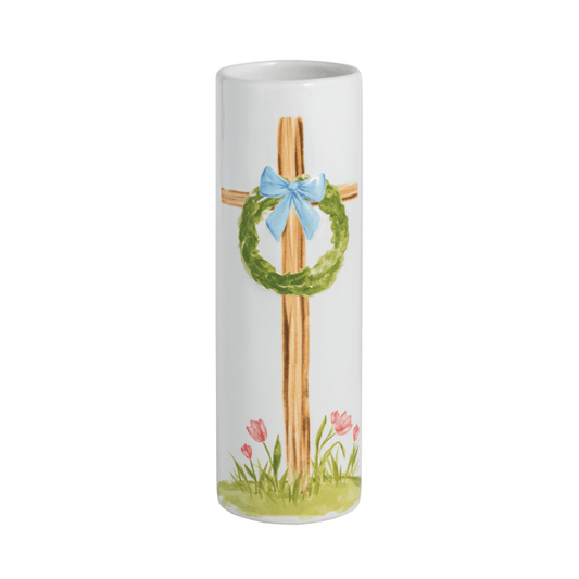 Blue Bow Cross Bud Vase