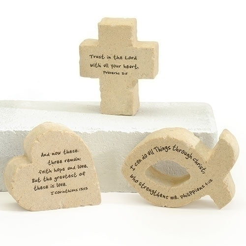 Symbol Verse Plaques, Heart, Fish, Cross