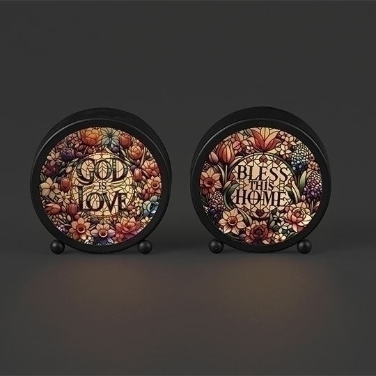 Blessing Stained Glass Plaques, Round, 4.5"H