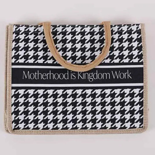Woven Canvas Tote - Motherhood Is Kingdom Work