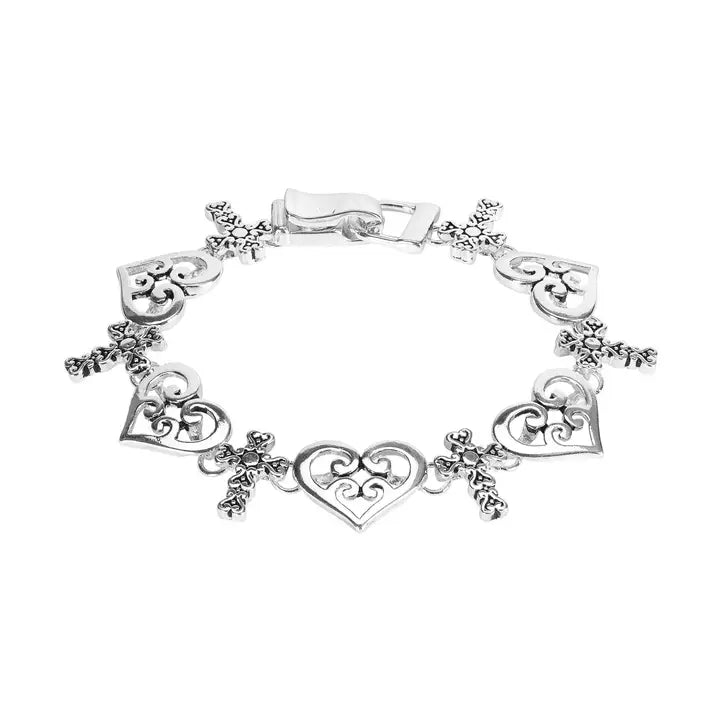 Bracelet Cross Magnetic Link Silver