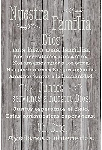 Nuestra Familia Dios - Our Family - Inspirational Saying in Spanish 6x9 Wood Plaque