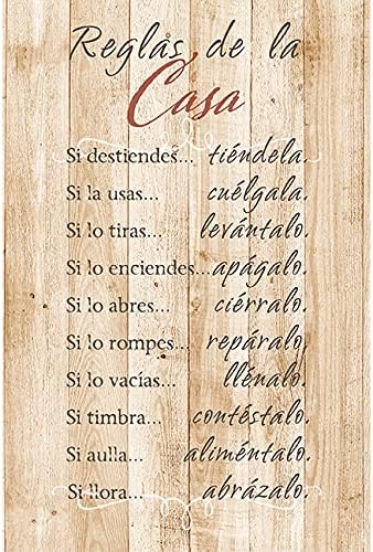 Reglas De La Casa - Rules of the House - Inspirational Saying in Spanish 6x9 Wood Plaque