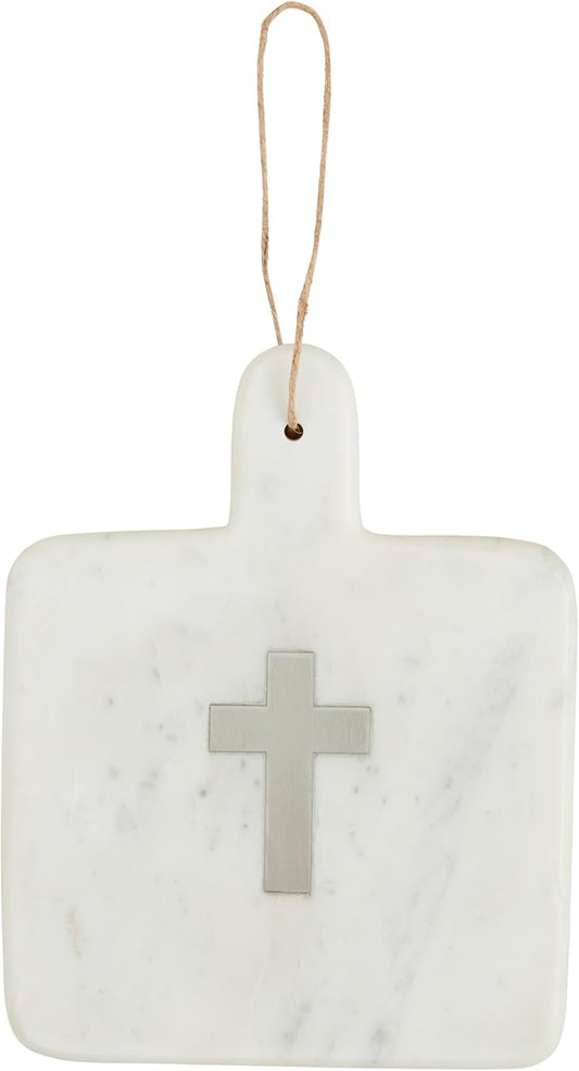 Marble Board with Cross, 9" x 7", White