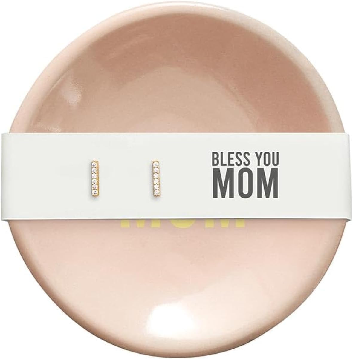 Ring Dish & Earrings-Bless You Mom-Bless You Mom-Bars/Pink