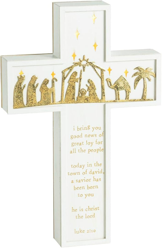 Christmas Light-Up Nativity Cross