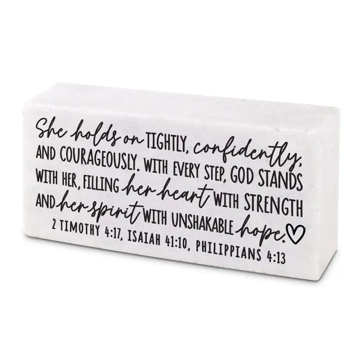 Plaque Block Inspires She Holds Tightly