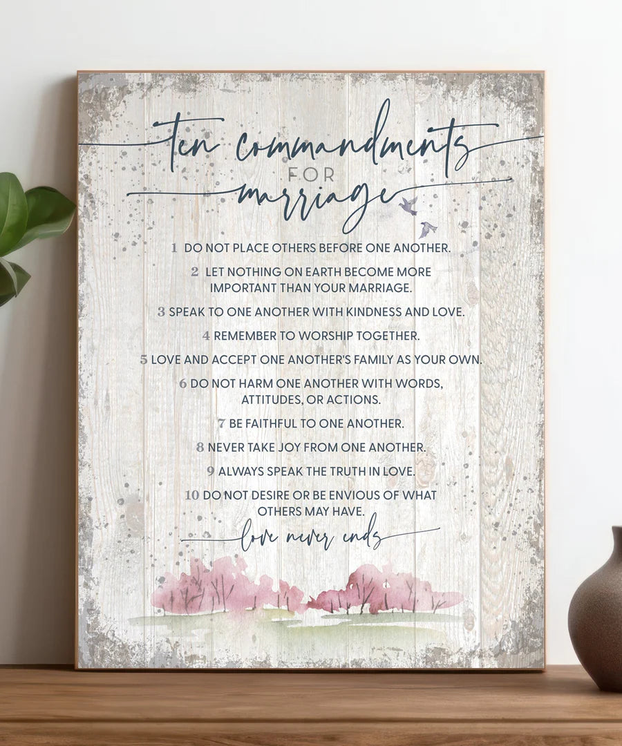 Ten Commandments for Marriage 11x15 MDF Statement Board
