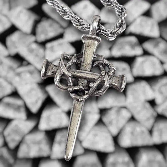 Crown of Thorns Nail Cross Necklace