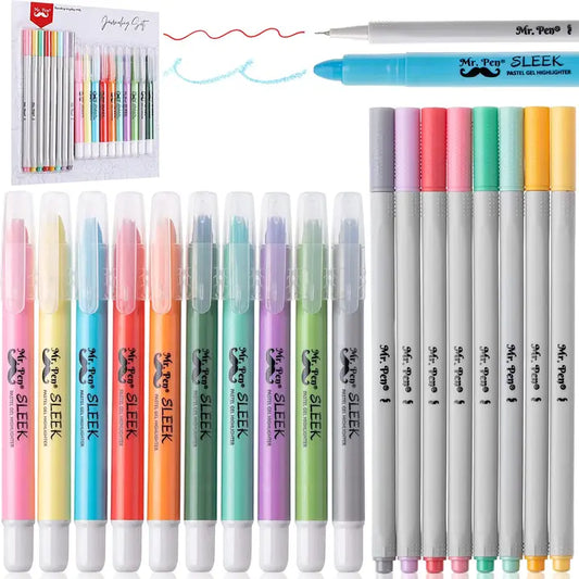 Mr. Pen- Bible Gel Highlighters and Fineliner Pens No Bleed, 18 Pack