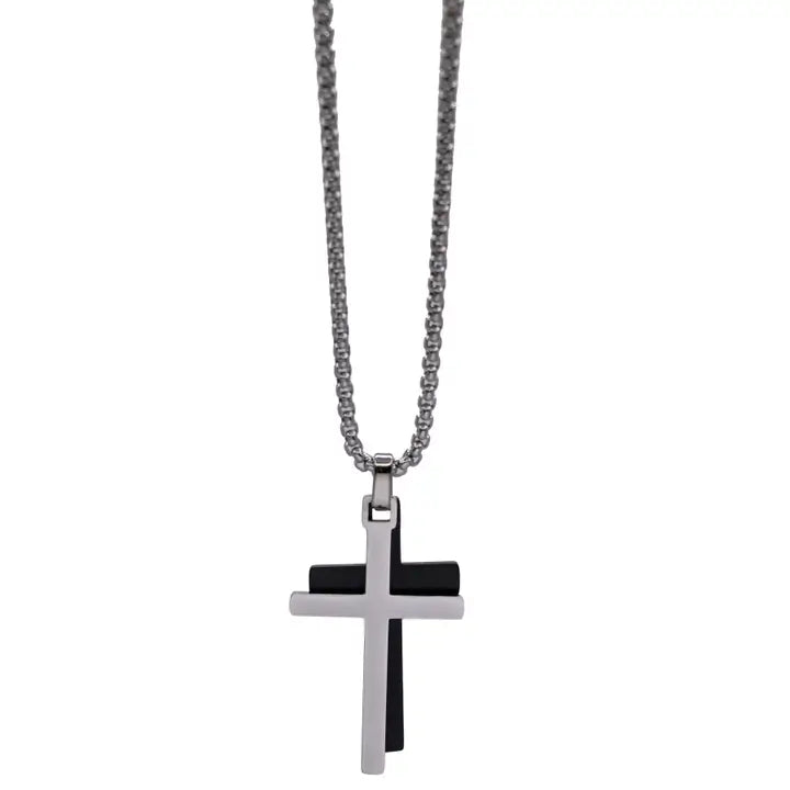 Men’s Stainless Steel Two-Tone Cross Necklace