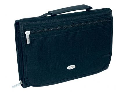 Bible Cover Organizer Tri-fold Black Polyester Ichthus Badge