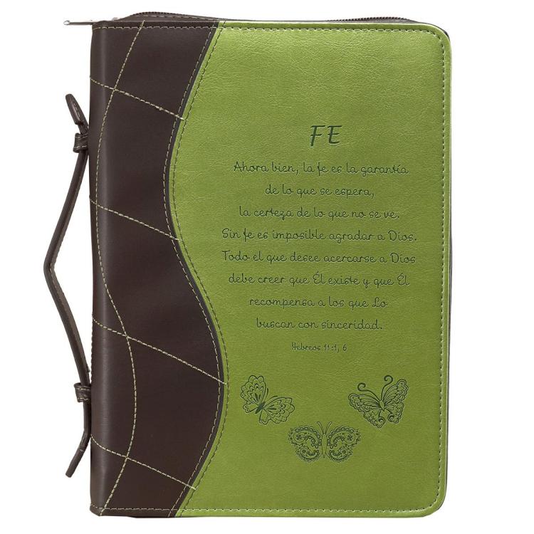 Funda para Biblias Fe, Verde – Hebreos 11:1, 6 Grande