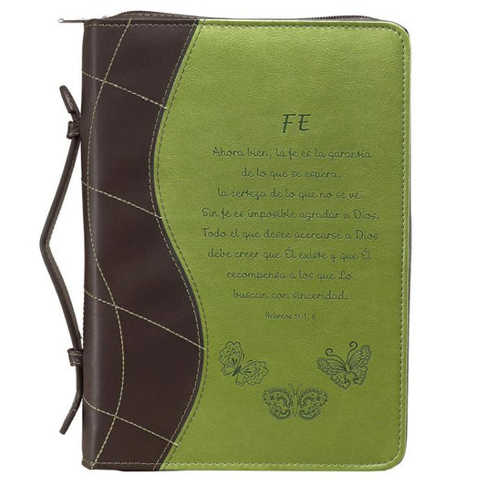 Funda para Biblias Fe, Verde – Hebreos 11:1, 6 Grande