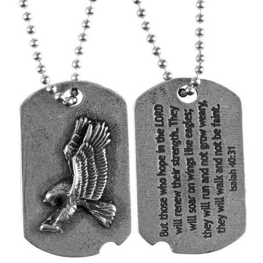 Pewter Dog tag/ Eagle Necklace, 21" Chain