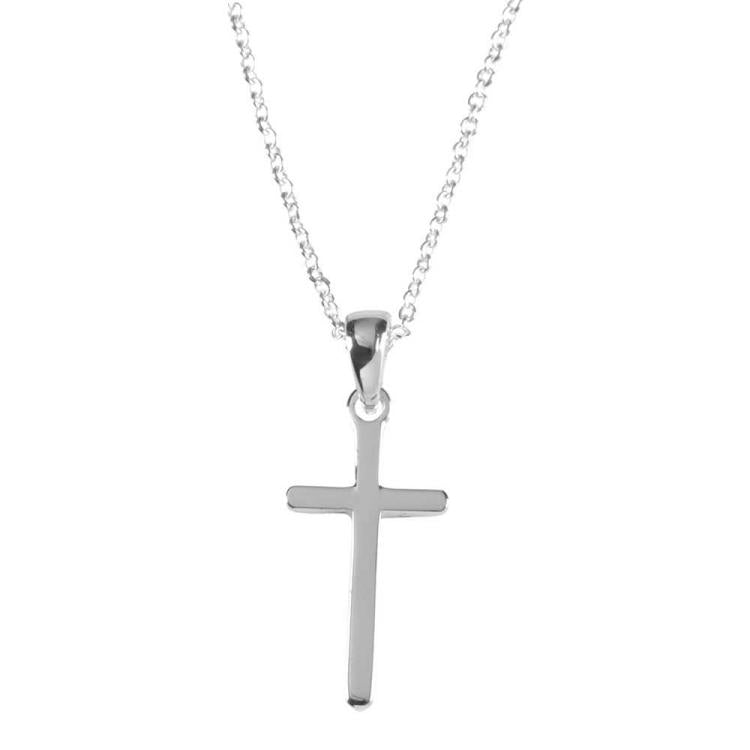 Silver Plated Box Cross Necklace, 18" Chain