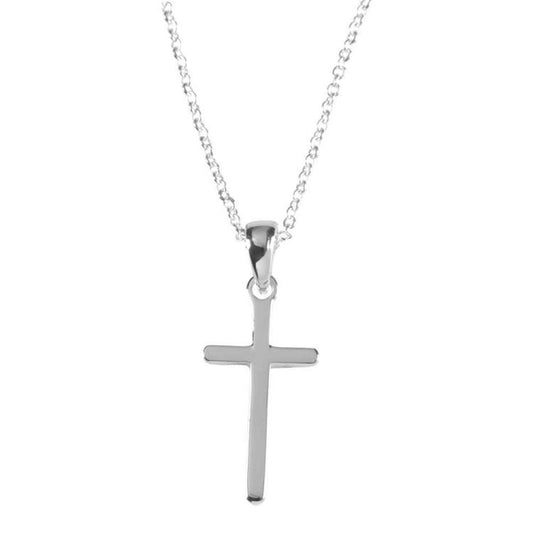 Silver Plated Box Cross Necklace, 18" Chain