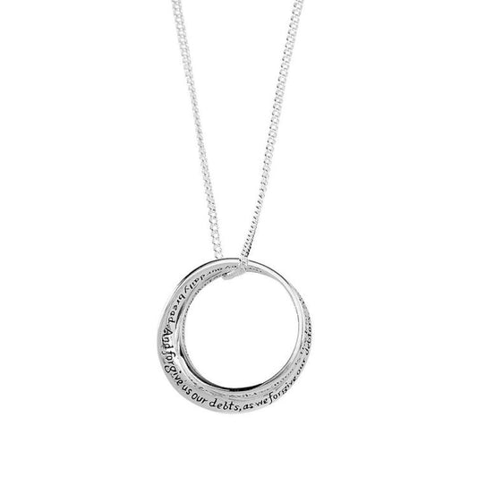 Lord's Prayer Mobius Silver Plated Necklace, 18" Chain