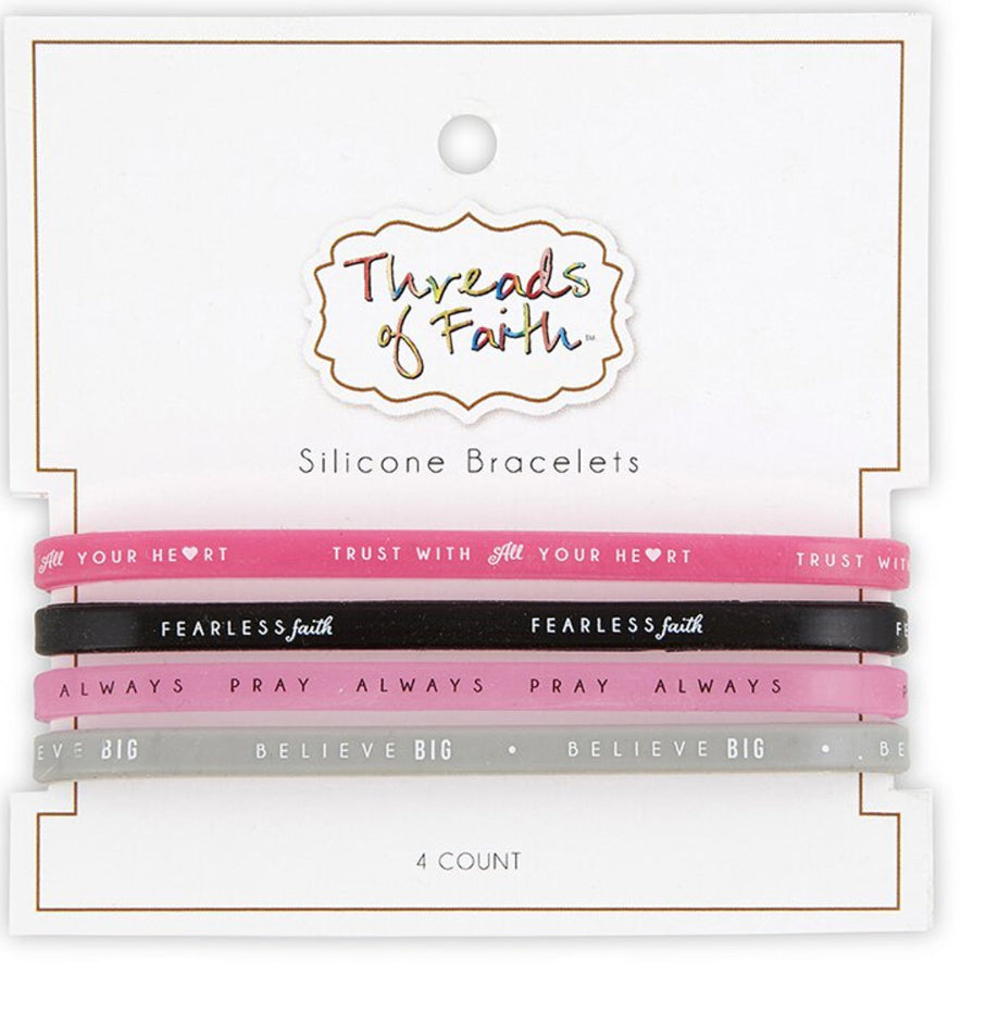 Silicone Bracelet - Glory fearless faith - 4pc