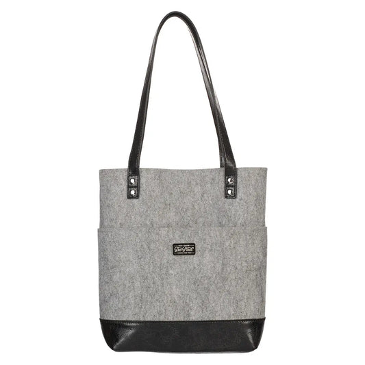 The Plans Heather Gray Felt and Black Faux Leather Fashion Bible Tote Bag - Jeremiah 29:11