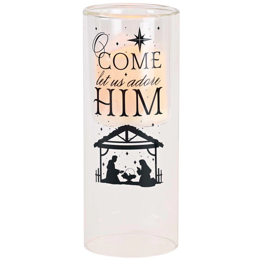 Candleholder O Come Let Us Adore 10in
