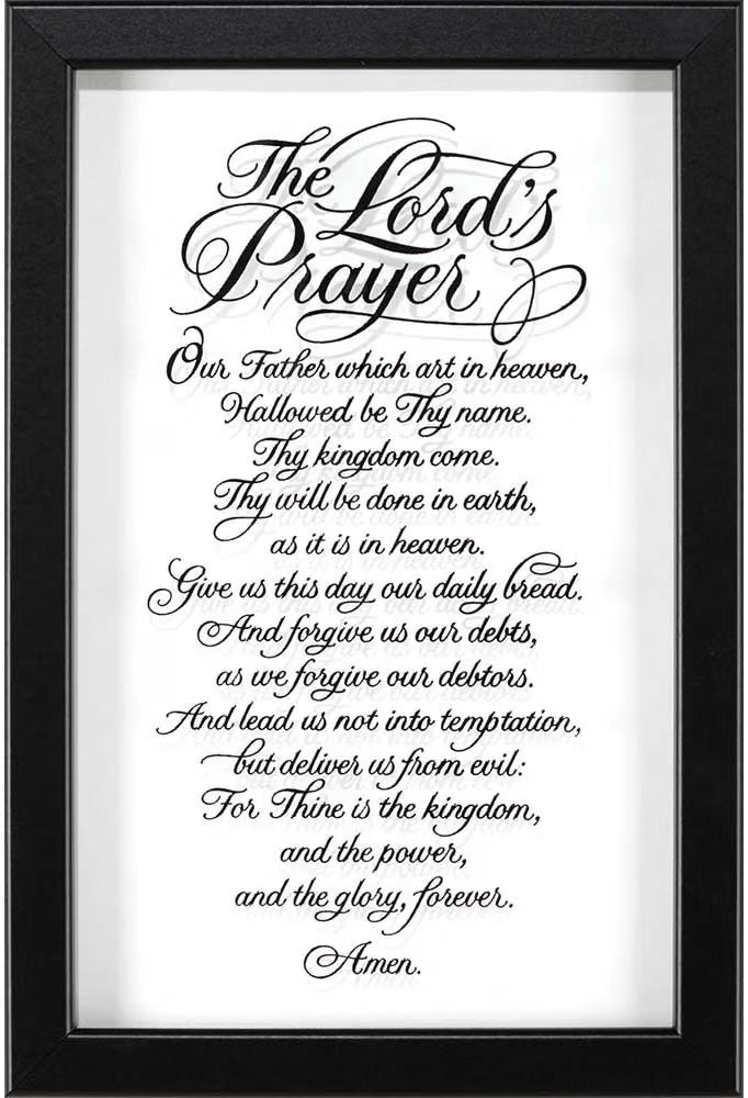 The Lord's Prayer Calligraphy Black Silhouette 9x14