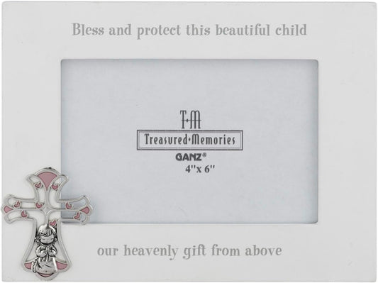Pink Cross Keepsake Picture Frame, 4" x 6"