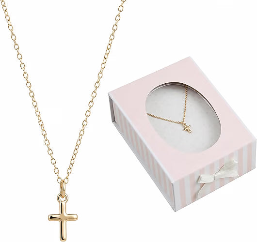 Mud Pie Gold Boxed Cross Necklace