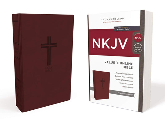NKJV Value Thinline Bible, Imitation Leather, Burgundy