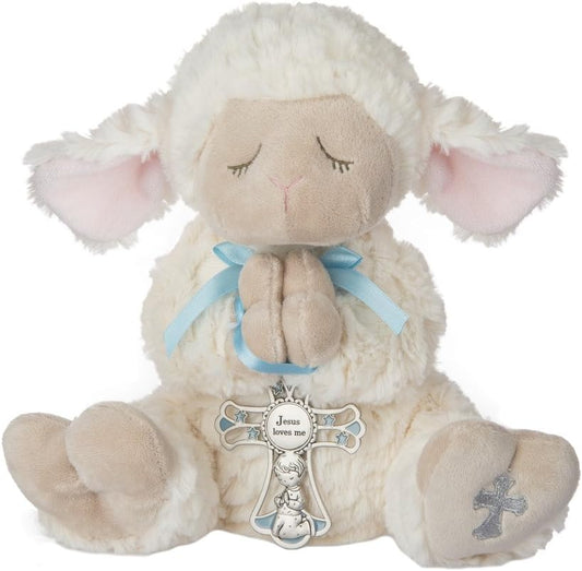 Serenity Lamb Plush With Crib Cross, Blue