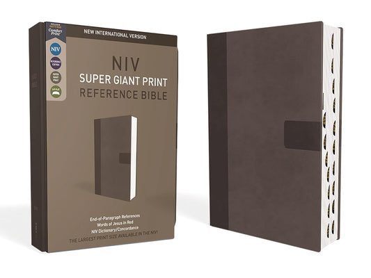 NIV, Super Giant Print Reference Bible, Leathersoft, Gray