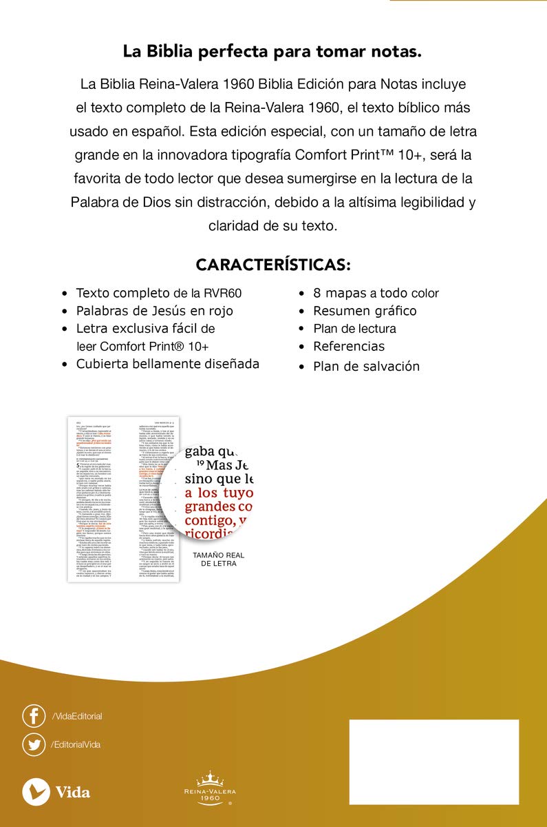 RVR60, Santa Biblia, Edición para Notas, Leathersoft, Café